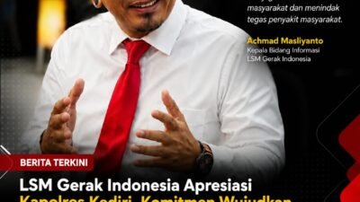 LSM Gerak Indonesia Apresiasi Kapolres Kediri, Komitmen Wujudkan Kabupaten Kediri Zero 303 Sabung Ayam.