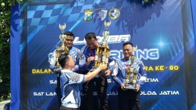 Satlantas Polres Gresik Berprestasi, Aiptu Bambang Juara 1 Safety Riding Hari Bhayangkara ke-80