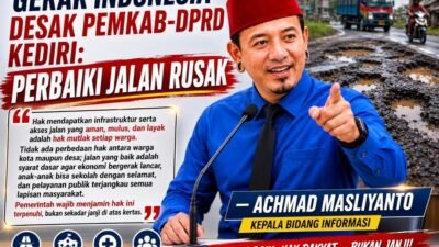 Gerak Indonesia Desak Pemkab dan DPRD Kediri Segera Perbaiki Jalan Rusak.